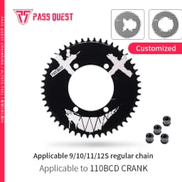 PASS QUEST 110BCD (4 bolt) Chessboard and Devil Smiley Face Custom Narrow Wide Chainwheel