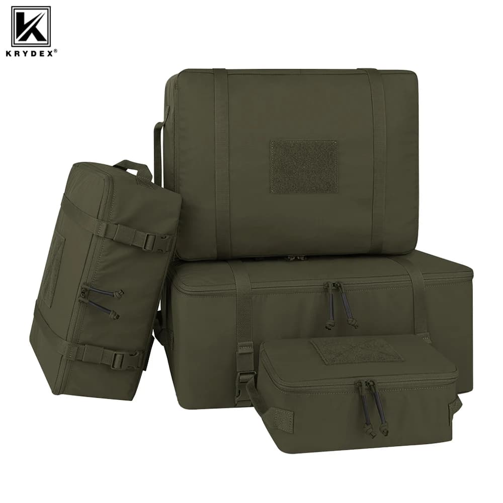 KRYDEX Tactical Modular Pouch Travel Outdoor Packing Organizer 70D Nylon Packing Cubes Waterproof Camping Luggage Bags 4pcs Set