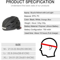 Bike Helmet Adult Bike Helmets for Men/Women: USB Rechargeable LED Front and Rear Lights for Cycling Urban Commuter Skateboard