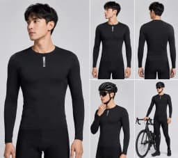 YKYWBIKE Men's Cycling Base Layers Thermal Fleece Bicycle Undershirt Long Sleeve Road Bike Vest MTB Clothing