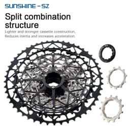 Sunshine 9 10 11 12 Speed MTB Cassette Bike Ratchet 40T 46T 52T Mountain Bike 11S K7 Bicycle Gear for Shimano M4100 M5100 M6100