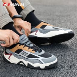 Baasploa Men Walking Shoes New Outdoor Fashion Leather Waterproof Lace up Sneakers Male Casual Non-Slip Wear-Resistant Tenis Sho
