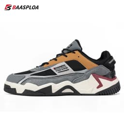 Baasploa Men Walking Shoes New Outdoor Fashion Leather Waterproof Lace up Sneakers Male Casual Non-Slip Wear-Resistant Tenis Sho