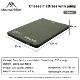 Mountainhiker 10CM Inflatable Cheese Mattress Special Sponge Upgrade Portable Sleeping Pad Mat for Outdoor Camping Family Use