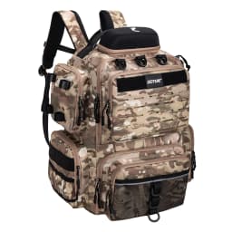 Goture 45L Large Capacity Fishing Backpack,Waterproof Tackle Bag with 4 Tackle Boxes,Rod Holder Storge Fishing Gear Gift for Men