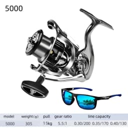 Okuma Original Seamless Spinning Wheel Fishing Wheel, Optional Models 1000-7000, Equipped with Polarized Fishing Goggles