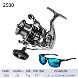 Okuma Original Seamless Spinning Wheel Fishing Wheel, Optional Models 1000-7000, Equipped with Polarized Fishing Goggles