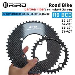 RIRO Carbon Chainring 110BCD Road Bike Chainring 50/34 52/36 53/39 54/40T 11/12S for Shimano R7000 R8000 R9100 R7100 R8100 R9200