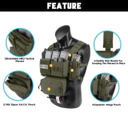 KRYDEX Tactical Micro MK3 MK4 Chest Rig Lightweight Vest with 5.56 7.62mm Mag Pouch Dangler Drop Pouch Paintball Outdoor Vest