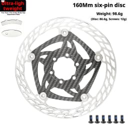 Ultra Light Carbon Fiber Bicycle Disc Brake Rotor 140mm 160mm 180mm 6-Bolt Center Lock Floating Brake Disc Stainless Steel Heat