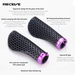 RECEVE Folding Bike Grips 3D Printing Bicycle Handles Grips BMX Cuffs Ergonomics With Aluminum Alloy Handlebar Cap For Brompton
