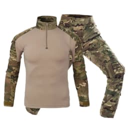 Men's Tactical Combat Uniform Set Black Military Frog Suit Long Sleeve Shirt Cargo Pants for Airsoft Hunting Training
