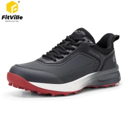 FitVille Wide Men's Golf Shoes Waterproof Athletic Causal Sneaker Professional No-Slip Spikeless Golf Shoes for Men Arch Support