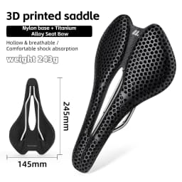 WEST BIKING 3D Printed Bike Saddle T700 Carbon Fiber Titanium Alloy Cr-Mo Seat Bow Comfort Cushion for Road Bike 145/150mm