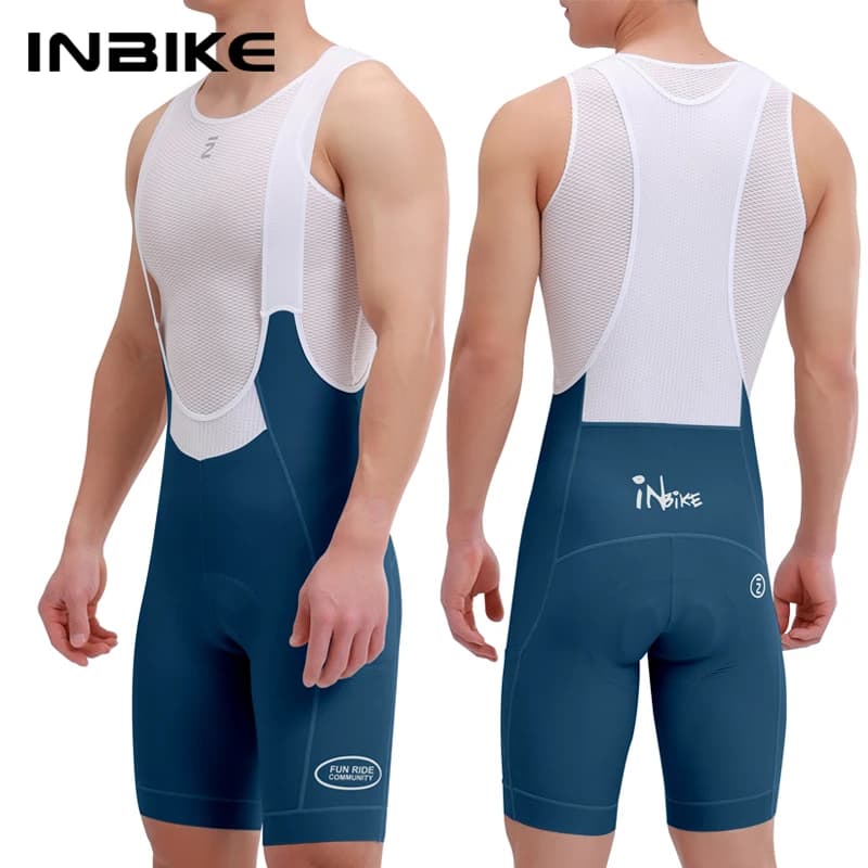 INBIKE Men's Cycling Bib Shorts with 3D High Density Sponge Padded Summer Cycling Clothing Man Breathable MTB Bibs with Pockets