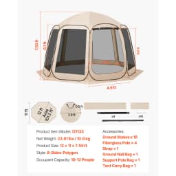 SucceBuy Screen House Tent Portable Screened in Canopy with Carry Bag Netting Sides for Car Camping Backyard Outdoor Activities