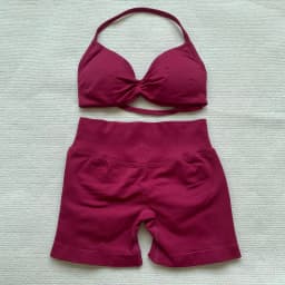 yoga Womens 2 Piece Yoga Set Strappy Seamless Sports Bra and High Waist Scrunch Shorts for Gym Workout and Fitness Training