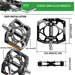 BUCKLOS Bicycle Pedal CNC Aluminium Non-Slip MTB Pedals Ultralight Mountain Bike Cycling Sealed Bearing Pedals Cycling Parts