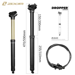ZOOM NEW Bicycle Dropper Seatpost - 31.6/30.9mm Diameter, 150/200mm Travel, 7075 Aluminum Alloy, Internal Routing, Lightweight