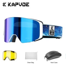 Kapvoe Ski Goggles With Yellow Lens and Case Photochromic Set Winter Men Women Magnetic Anti-Fog Snowboard Goggles Adults