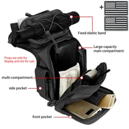 Multi functional quick release leg bag, storage bag, layered storage, waist and leg strap fixation, elastic strap