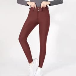 MXLLINA Button Zipper Horse Riding Pants Women Equestrian Leggings Breeches Competition Full Silicone Sports Tights Equipment