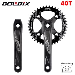 GOLDIX Square Hole Bicycle Crankset Aluminum Alloy MTB Crank 165/170/175mm Length Narrow Wide Teeth 104BCD 32/34/36/38/40/42T