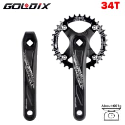 GOLDIX Square Hole Bicycle Crankset Aluminum Alloy MTB Crank 165/170/175mm Length Narrow Wide Teeth 104BCD 32/34/36/38/40/42T