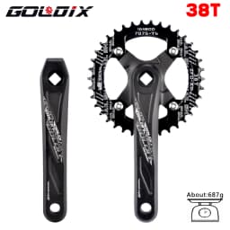 GOLDIX Square Hole Bicycle Crankset Aluminum Alloy MTB Crank 165/170/175mm Length Narrow Wide Teeth 104BCD 32/34/36/38/40/42T