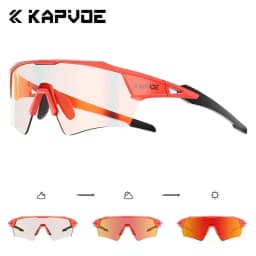 Kapvoe HD Photochromic Cycling Glasses Lighteight UV400 Sunglasses for Men Women Bike MTB Outdoor Eyewear Riding Driving Running