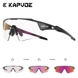 Kapvoe HD Photochromic Cycling Glasses Lighteight UV400 Sunglasses for Men Women Bike MTB Outdoor Eyewear Riding Driving Running