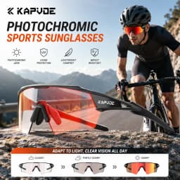 Kapvoe HD Photochromic Cycling Glasses Lighteight UV400 Sunglasses for Men Women Bike MTB Outdoor Eyewear Riding Driving Running
