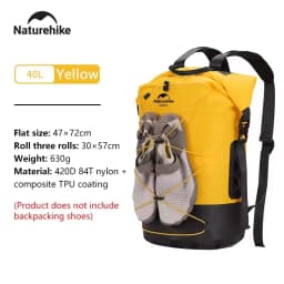Naturehike Outdoor Waterproof Bag Wet & Dry Separation Outdoor Portable 20-40L Large Capacity Trail Bags Diving Backpack