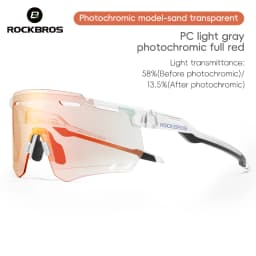 ROCKBROS Ultra-light Cycling Sunglasses Photochromic Polarized Large Frame Cycling Glasses HD Lens UV Protection Bicycle Goggles