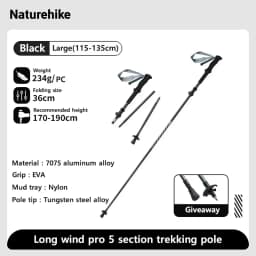 Naturehike Gale UL PRO Trekking Pole Carbon Fiber 7075 Aluminum Alloy Folding Stick Lightweight Outdoor Climbing Walking Sticks