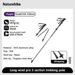Naturehike Gale UL PRO Trekking Pole Carbon Fiber 7075 Aluminum Alloy Folding Stick Lightweight Outdoor Climbing Walking Sticks