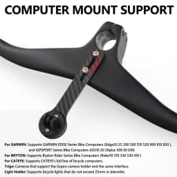 KOCEVLO Black Matte Carbon MTB Handlebars and Stem 28.6mm Integrated Handlebar For Mountain Bike 70/80/90/100mm Angle -17 Degree