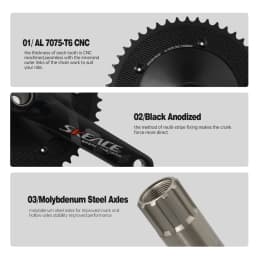 SKEACE Break The Wind Hollowtech Crankset, Fixie Crank, Fixed Gear Bike, Track Bicycle CNC Carbon Chainwheel, 49T, 165mm, 144BCD