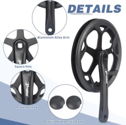 ZUKKA Prowheel Bike Crankset 48T/52T - 170mm Universal Square Crankset Set Double Chain Cover 170MM Crank Aluminium Alloy Arm