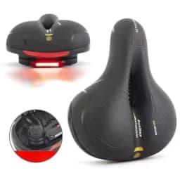 Breathable Taillight Bicycle Saddle Men Women MTB Road Bike Saddle Shock Absorbing Comfortable Big Butt Bike Seat Safety Warning