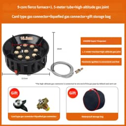 21000W 9-Core Camping Stove High-Power Gas Burner Strong Fire Power Portable Tourist Burner Windproof Stove Burner for Outdoor