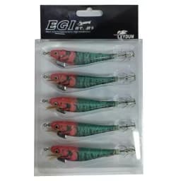 LEYDUN 5pcs Egi Squid Fishing Lures Luminous Horizontal Shrimp LEYDUN Octopus Squid Hook Shrimp Saltwater Baits Fishing Swimbait