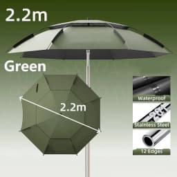 2.0-2.6M Fishing Parasol 201 Stainless Steel Rod Large Umbrella Outdoor Beach Camping Parasol Large Courtyard Sunshade Umbrella