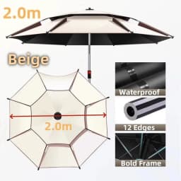 2.0-2.6M Fishing Parasol 201 Stainless Steel Rod Large Umbrella Outdoor Beach Camping Parasol Large Courtyard Sunshade Umbrella
