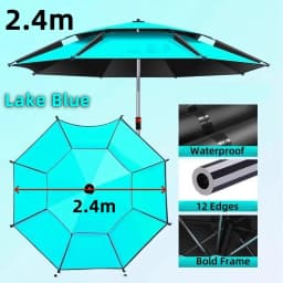 2.0-2.6M Fishing Parasol 201 Stainless Steel Rod Large Umbrella Outdoor Beach Camping Parasol Large Courtyard Sunshade Umbrella