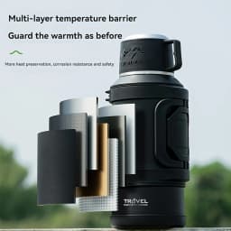 1 PC Large thermos -1.7L/2.0L/2.5L stainless steel thermos, suitable for travel, camping -2.5 liters super large vacuum insulati