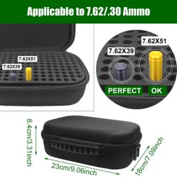 .30/7.62mm Ammunition Organizer 136 Rounds Ammo Storage Box Rifle Cartridge Storage Container Bullet Holder for Hunting Shooting
