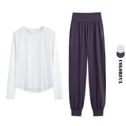 DRUR Women Loose Fit Running Set 2 Piece Sportswear Outfit Long Sleeve Gym Top Sweatpants Suit Autumn Winter New Athletic Wear