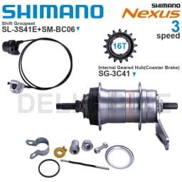 SHIMANO NEXUS Internal Geared Hub SG-3C41 Shift Lever SL-3S41E SM-BC06 3-speed and 16T Original parts
