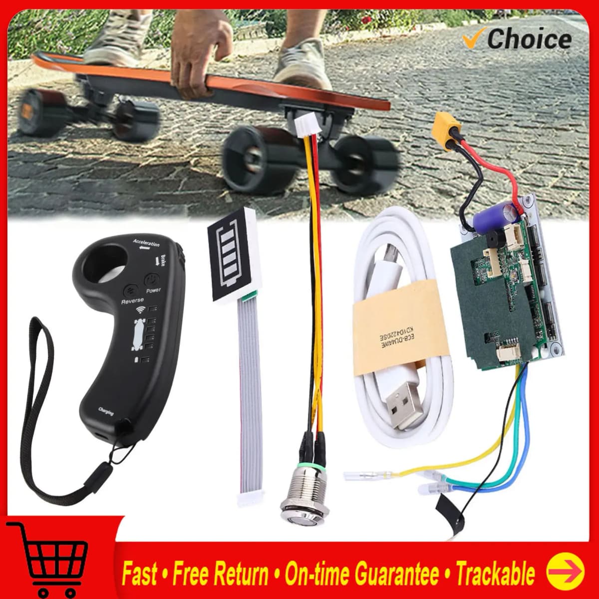 Electric Skateboard Longboard Single Drive ESC Substitute Control Mainboard with Remote Skateboard ESC Replacement